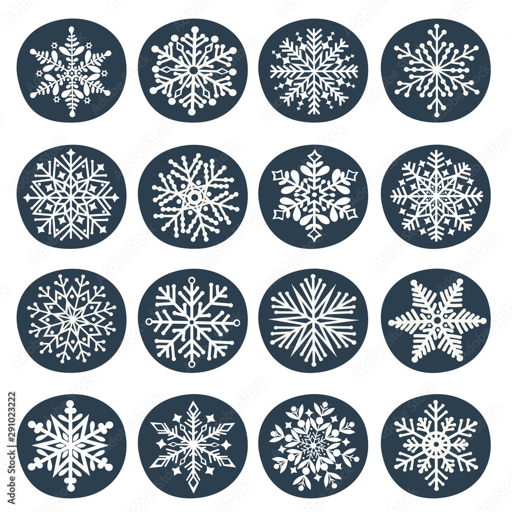 Greeting card with a set of snowflakes Greeting card with a set of snowflakes