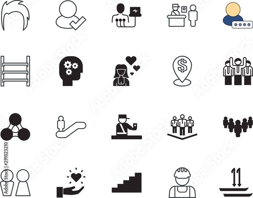 people vector icon set such as: home, skiing, pointer, storehouse, character, knowledge, think, salon, rack, together, protect, hair, sex, room, intelligence, furniture, water, shop, workmen, action