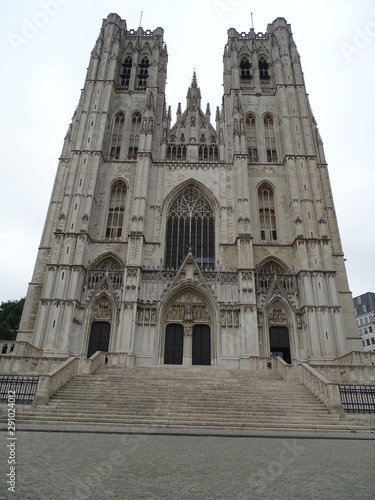 catedral gotica de san miguel y santa gudula bruselas capital de belgica y  union europea sede nato otan photo