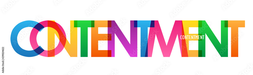 Fotografie CONTENTMENT colorful rainbow typography banner
