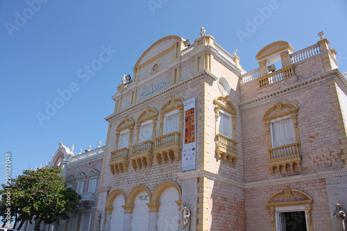 The famous Heredia Theater in the center of Cartagena. Officially Adolfo Mejia Theater, located inside the walled area of Cartagena. Its construction is 1906. Cartagena de Indias, Colombia photo