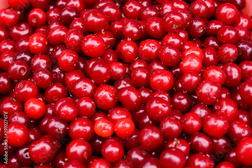 ripe red cherries close-up