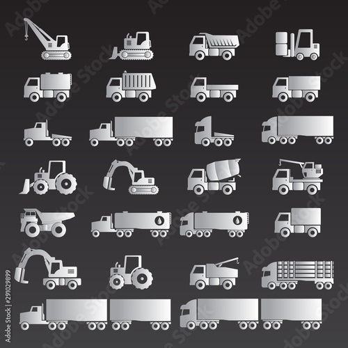 Fototapeta Naklejka Na Ścianę i Meble -  Heavy duty machines icon set