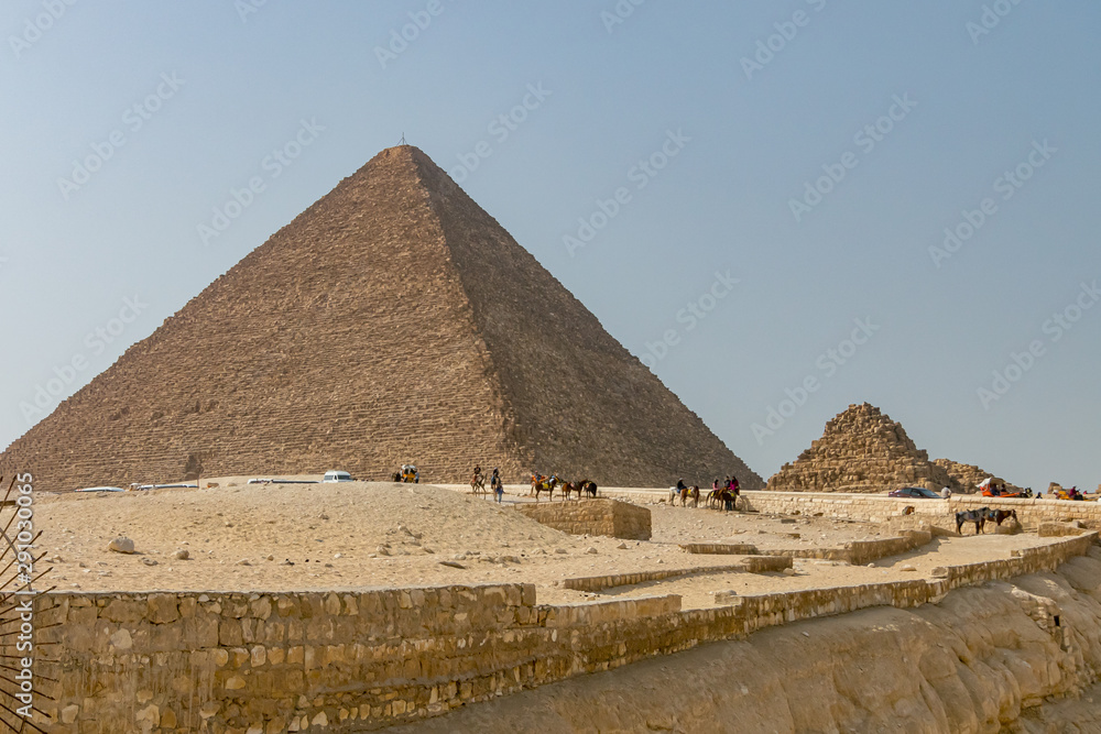 Cheops, Kefren, Micerino pyramids of Giza. Egypt