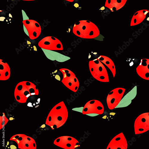 seamless pattern with red beetles © Halyna