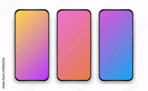 Isolated cell phone mockup. Vector phone illustration. Vector electronic device. Colorful phone template.