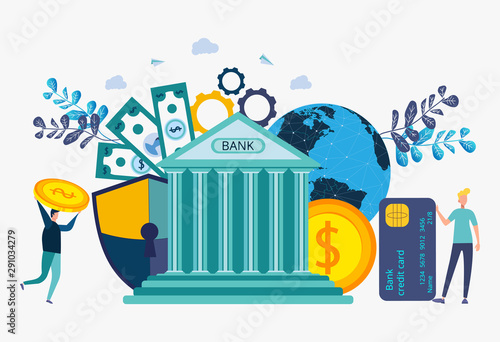 Financial services. Financial transaction. E-commerce and electronic payments. Banking operations, protection of savings, the concept of simple banking services. Site template.