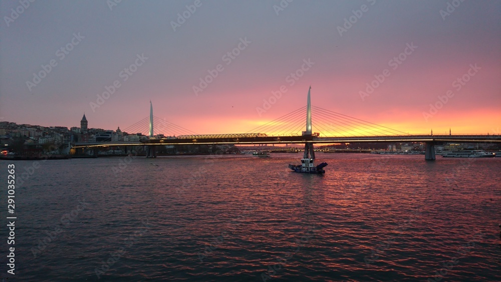 sunset in harbour