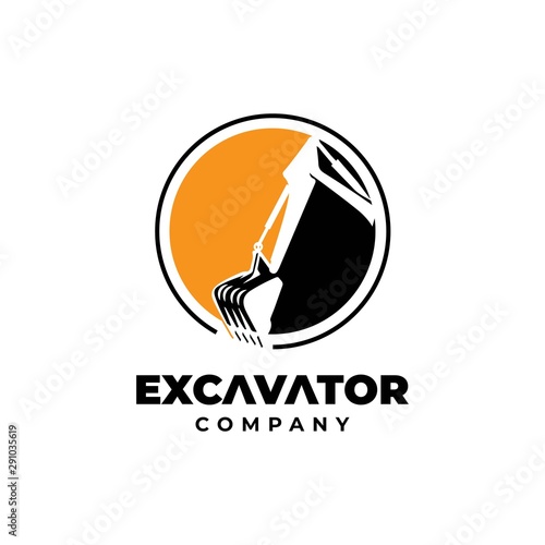 excavator icon logo design template.construction symbol for moving company