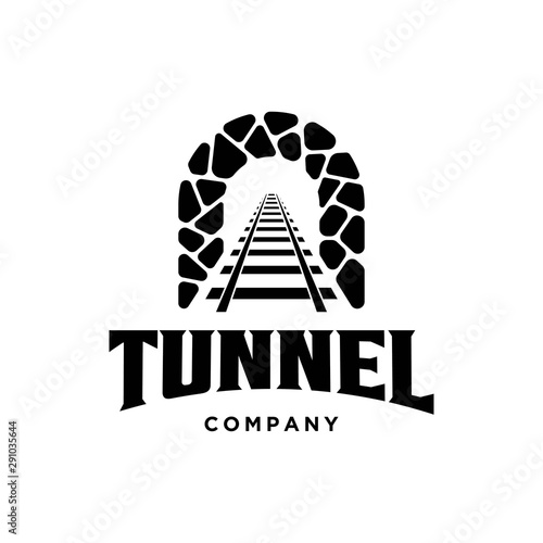 rail with tunnel  logo design template