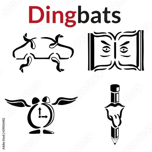 Illustration of four Dingbats in a surrealism style.