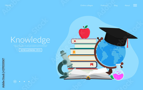 Education concept for website and mobile website. Landing web page template. Modern flat vector illustration.