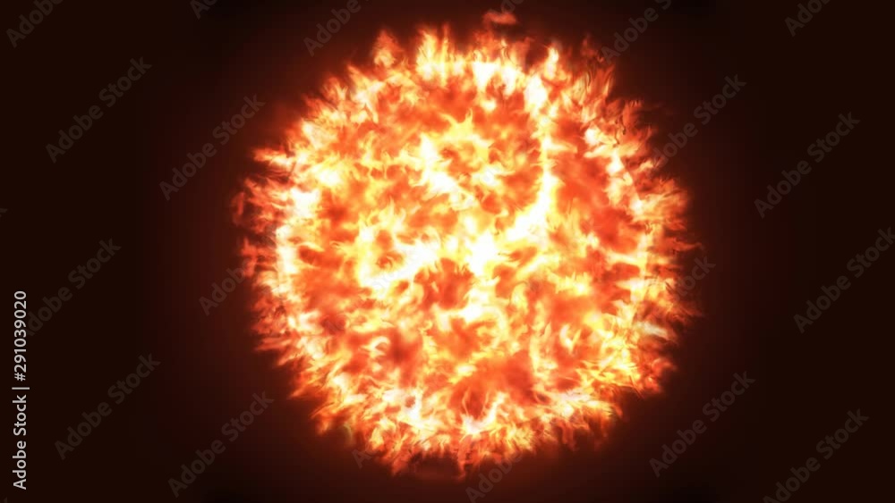 Cinemagraph loop background of a burning sun in deep space or a magic fireball in the dark.
