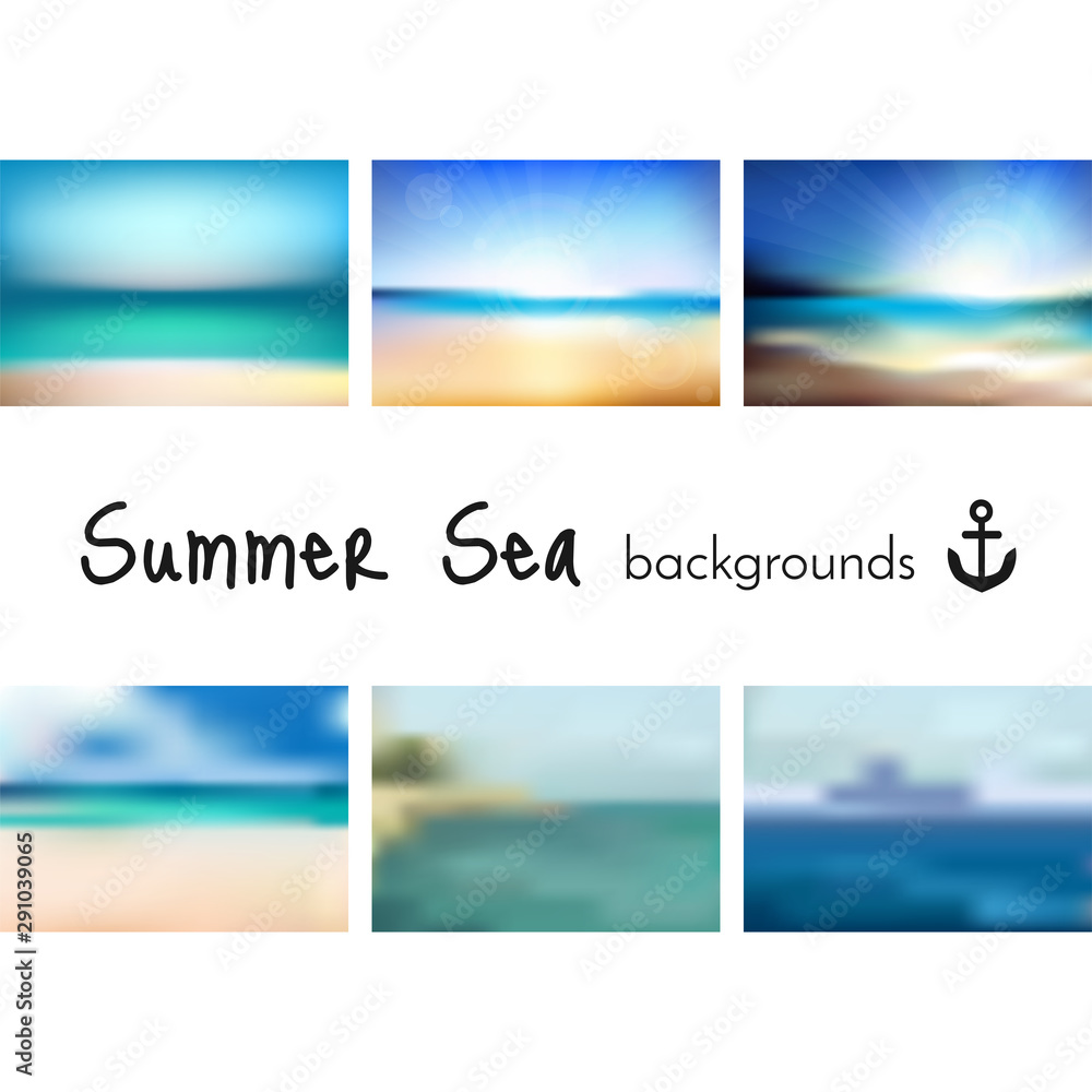 Summer set of blurred backgrounds. Vector image.