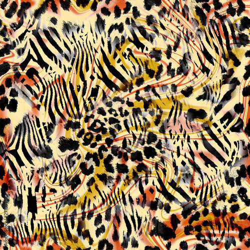 leopard and zebra skin pattern seamless design colored 