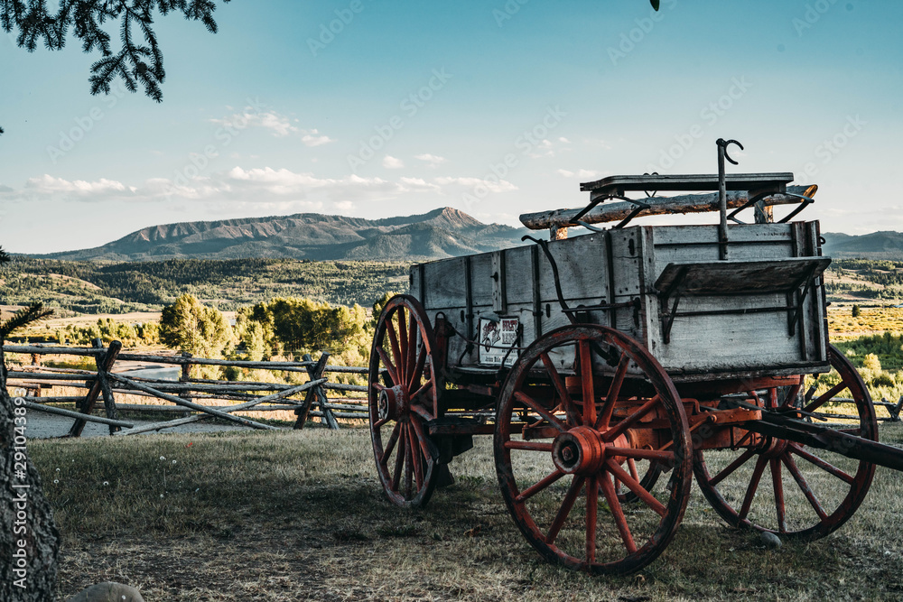 Old wagon in the mountains