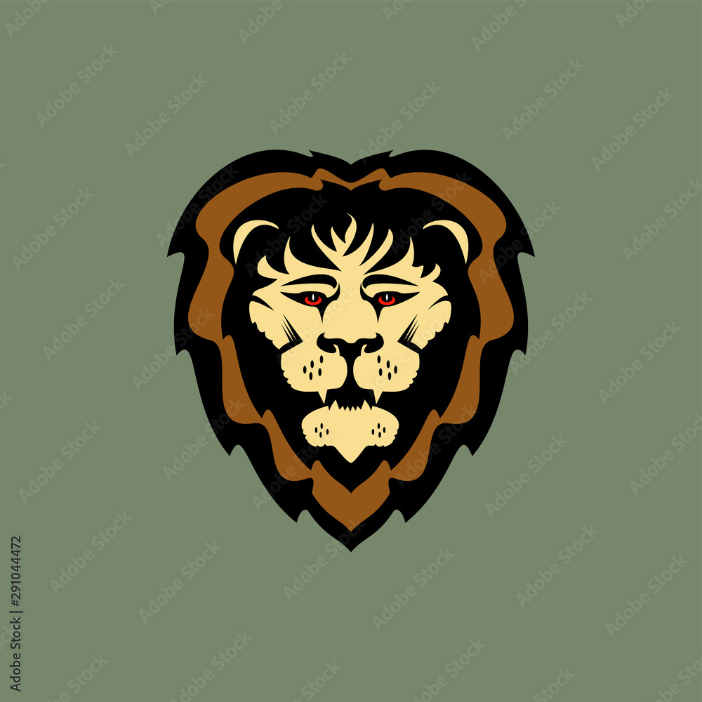 Fototapeta premium Aggresive strong lion head vector illustration simbol