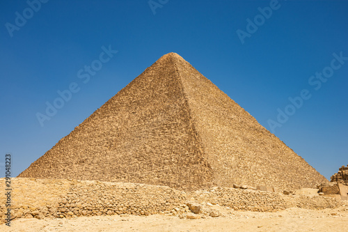 The Great Pyramid of Giza ( Pyramid of Khufu or the Pyramid of Cheops) is the oldest and largest of the three pyramids in the Giza pyramid complex