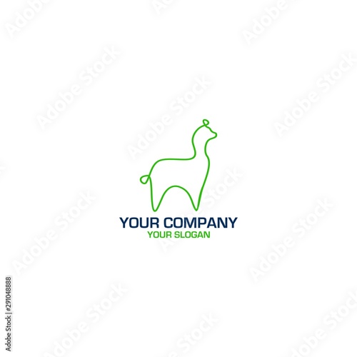 Llama Monoline Logo Design Vector