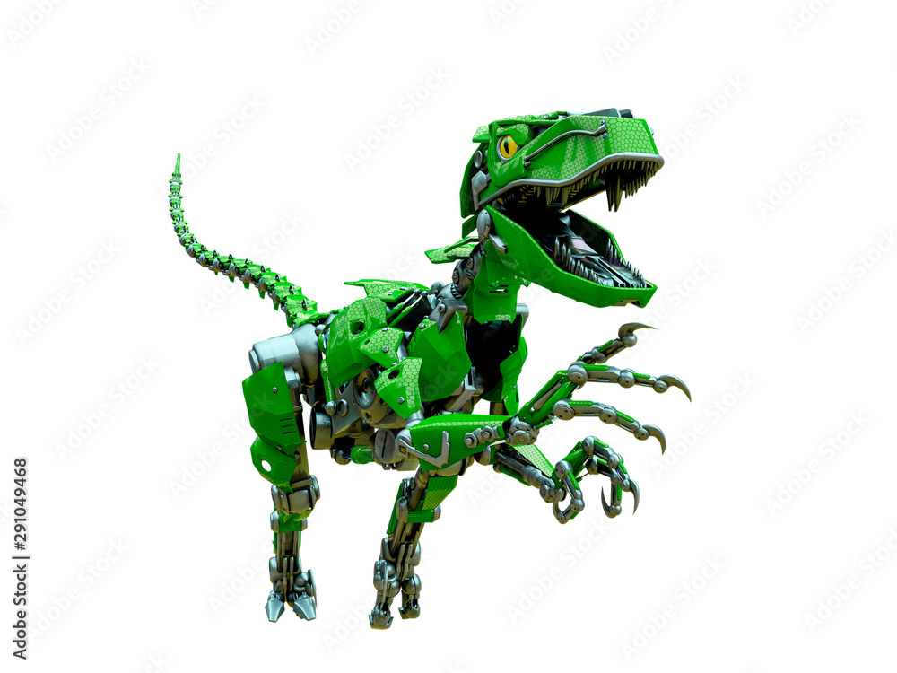 Fototapeta premium velociraptor robot jumping