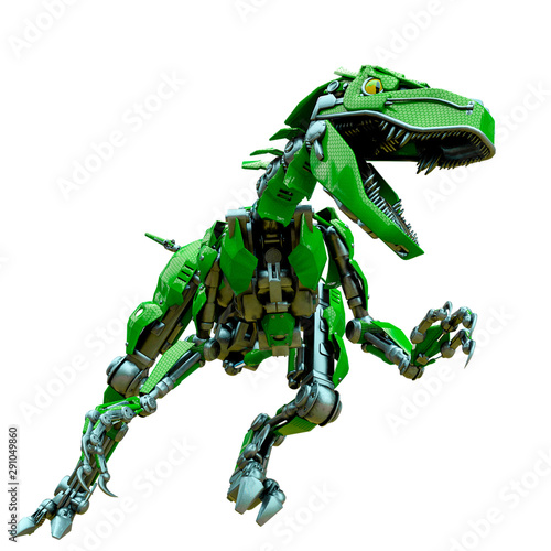 velociraptor robot in an agry attack