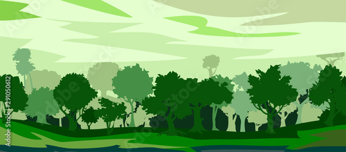 Fototapeta Naklejka Na Ścianę i Meble -  Nature, forest. Background picture. Vector illustration