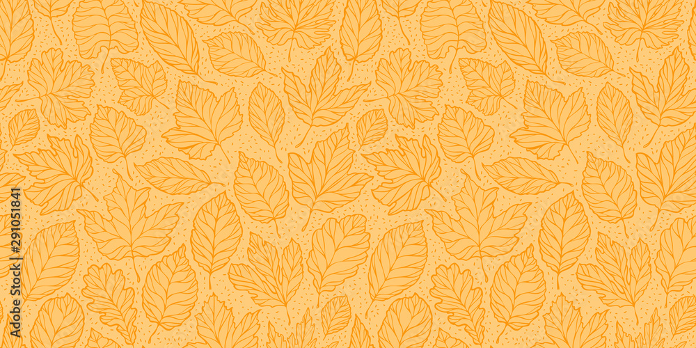 Autumn leaves seamless background. Leaf fall concept. Vector illustration