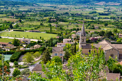Landscape with fruitful Luberon valley in Provence, South of France
