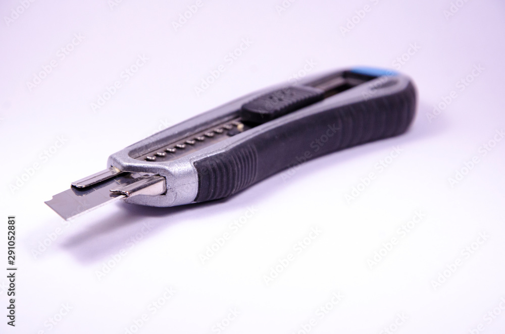 Obraz premium closeup or macro high key photo or photography from a cutting knife with bokeh effect.