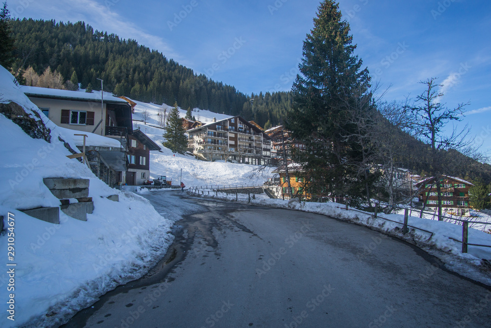 Walking around (Mürren) village In Switzerland ,this little village located up in the Swiss Alps in the Jungfrau ridge at 1400 meters high. this place offers a spectacular view of the mountains. 