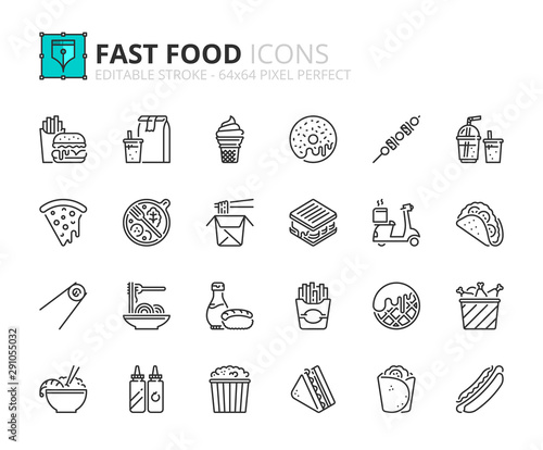 Outline icons about fast food