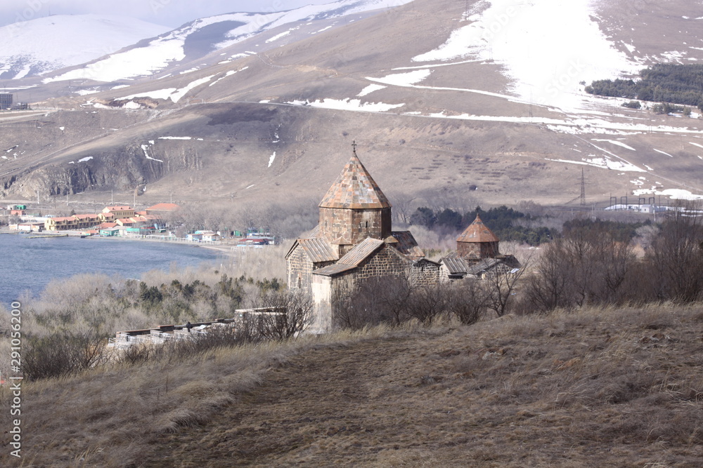 Fototapeta premium Armenia. Sevanavank (Sevan Monastery), a monastic complex located on a island of Lake Sevan in the Gegharkunik Province