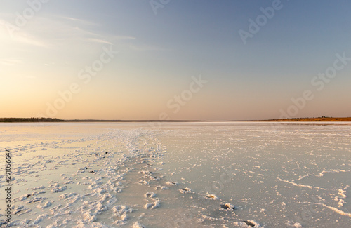 Evening  on the salt lake drone view