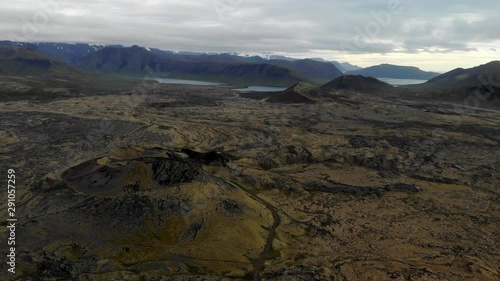 Drone footage of volcanic craters in northwest Iceland. photo