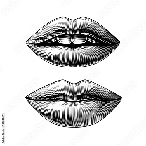 Open and closed female sexy mouth