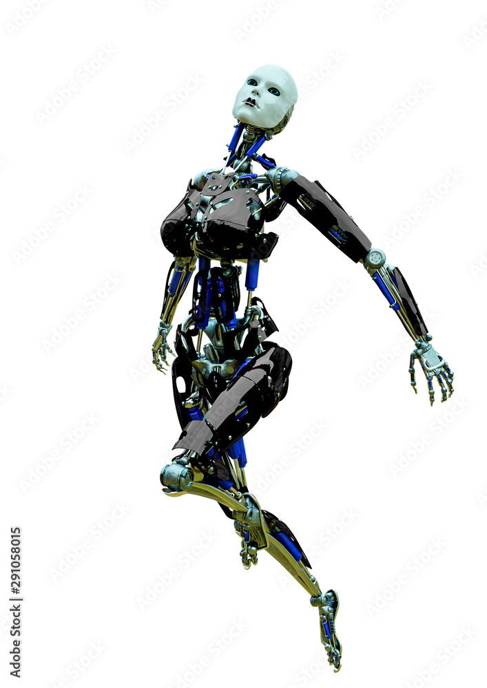 cyborg girl comic pose one