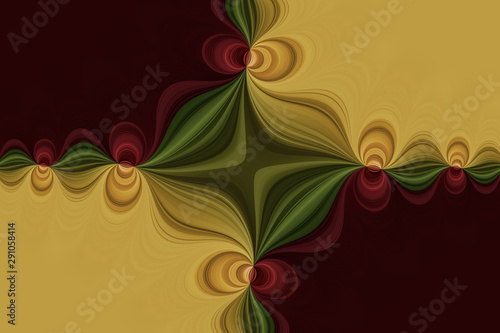 Curved gently lines in a cross shape, bright variegated abstract background