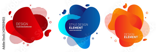 Set of abstract modern graphic elements. Gradient abstract banners with flowing liquid shapes. Dynamical colored forms and line. Template for the design of a logo, flyer or presentation. Vector.