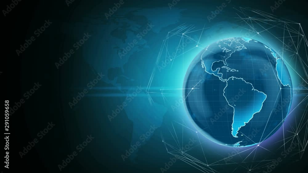World global business background, rotating planet with network link lines World global business background, rotating planet with network link lines