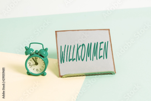 Text sign showing Willkommen. Business photo text welcoming showing event or your home something to that effect