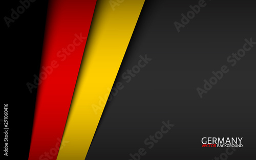 Modern background with German colors and grey free space for your text, Made in Germany, vector overlayed sheets of paper in the look of the German flag