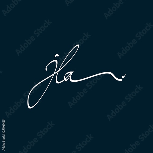 letter JLA logo design inspiration . JLA calligraphy icon . JLA handwriting vector logo design