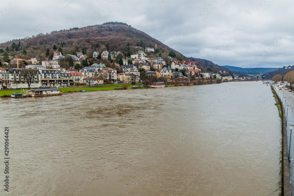 River Neckar river in Heidelberg, Germany