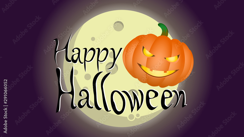 Naklejka premium Happy Halloween calligraphy. Party invitation banner. Vector illustration.