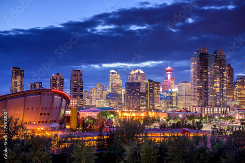 Calgary city skyline at night, Alberta, Canada photo