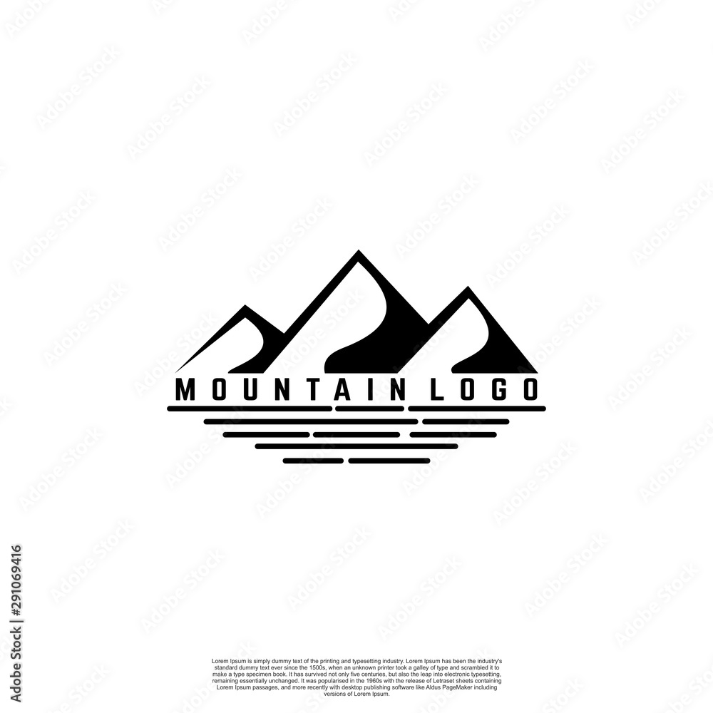 Landscape Classic Minimalist Hills Mountain Vector logo.