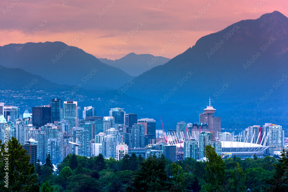 Naklejka premium Panoramę miasta Vancouver, Kolumbia Brytyjska, Kanada