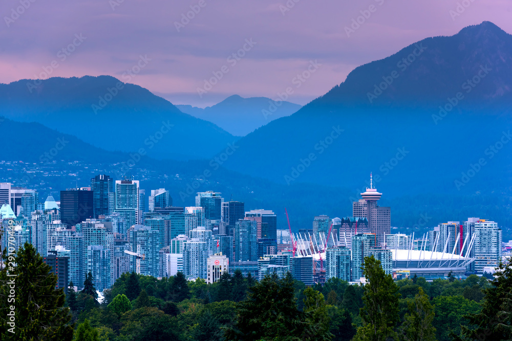 Naklejka premium Panoramę miasta Vancouver, Kolumbia Brytyjska, Kanada