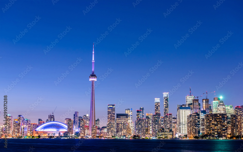 Toronto city skyline at night, Ontario, Canada