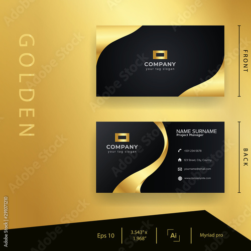 Golden business card template. Card name design